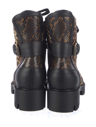 Christian Louboutin Calf Hair Animal Print Combat Boots