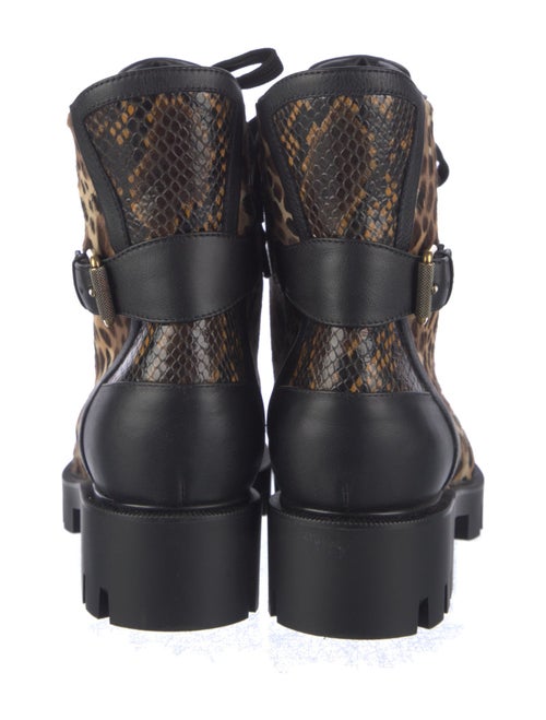 Christian Louboutin Calf Hair Animal Print Combat Boots