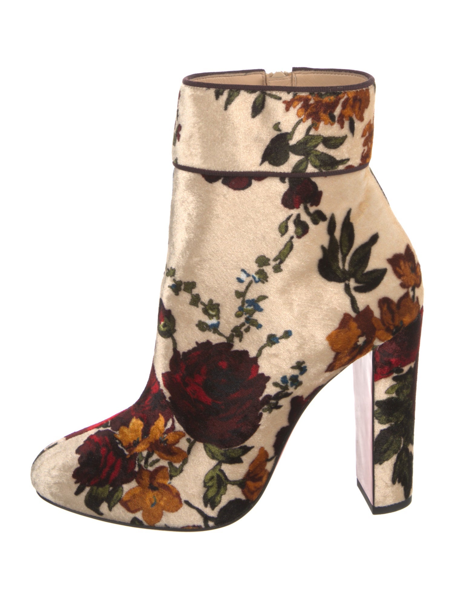 Christian Louboutin Velvet Floral Print Boots