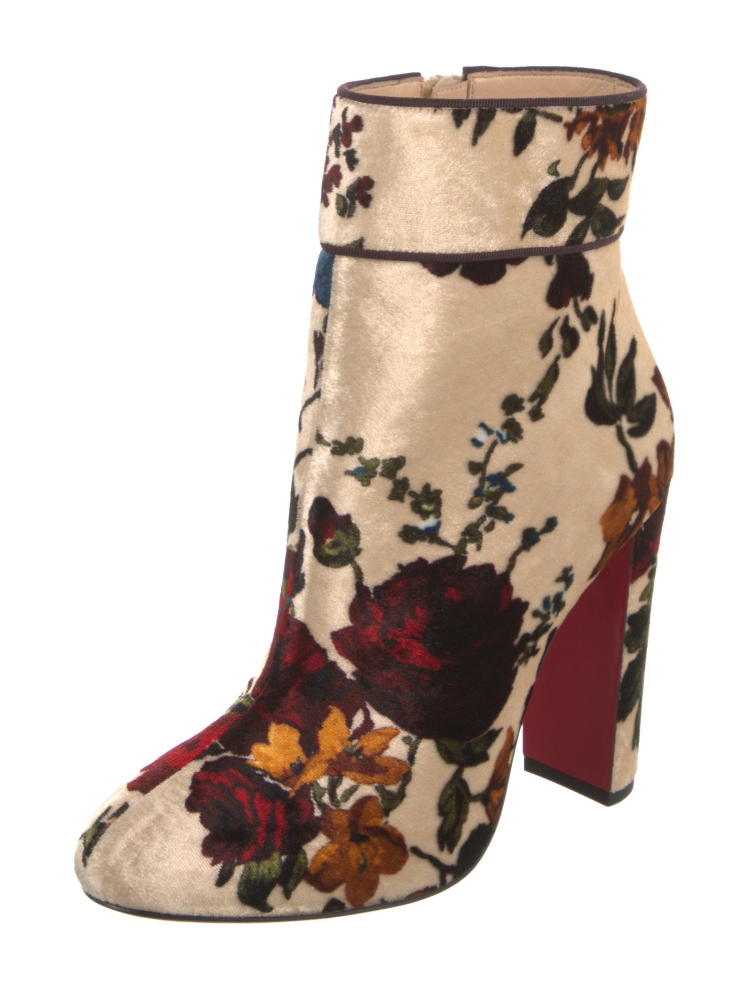 Christian Louboutin Velvet Floral Print Boots