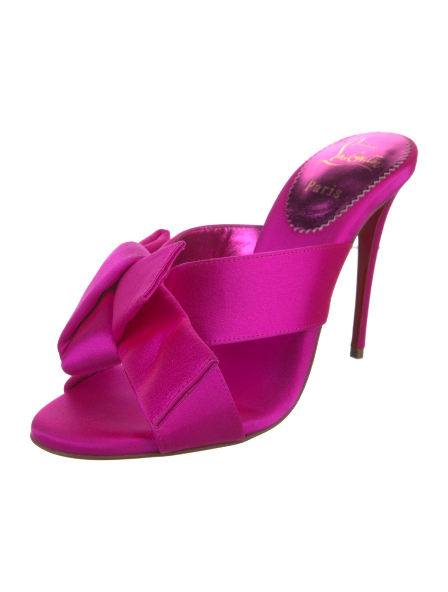 Christian Louboutin Satin Bow Accents Slides
