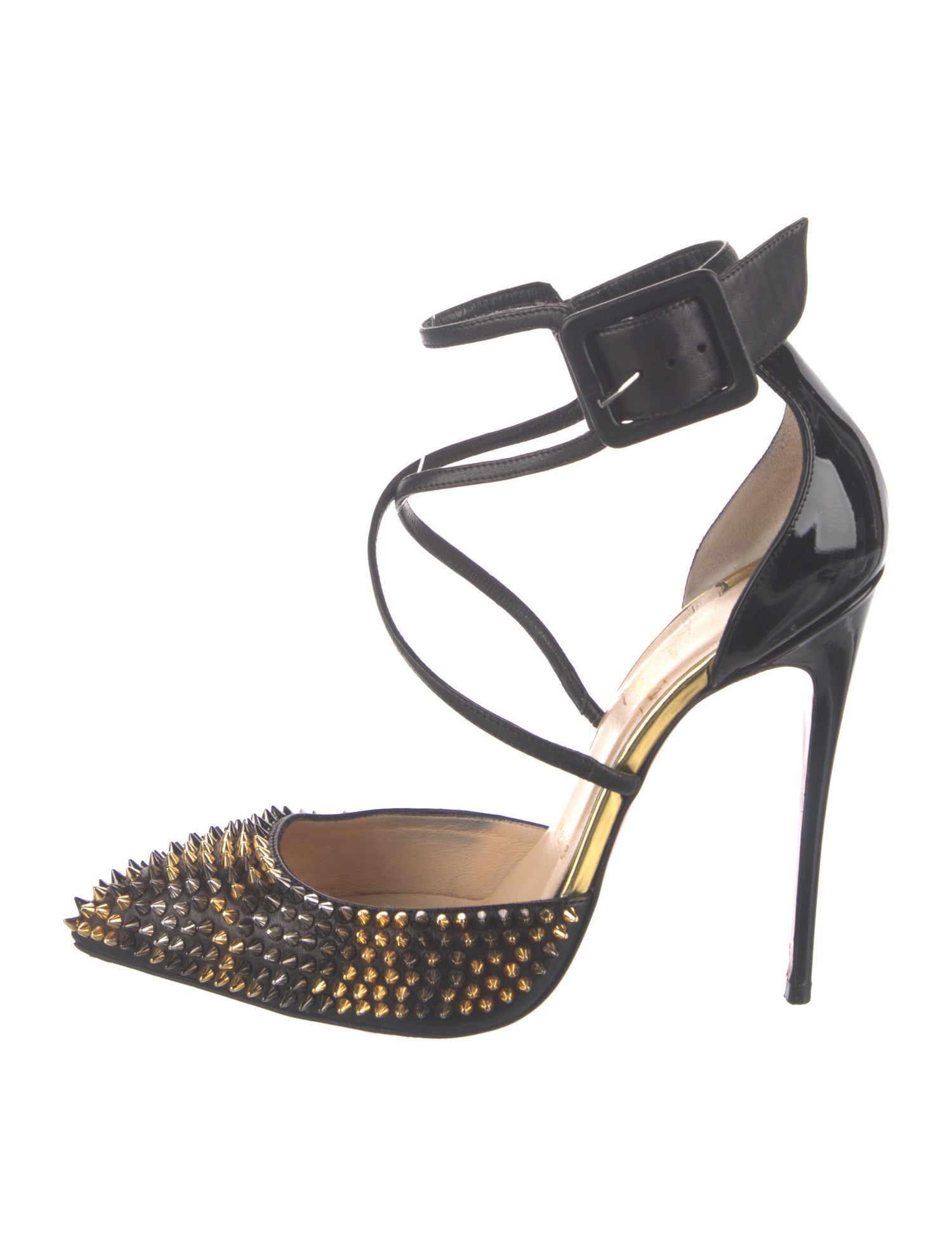 Christian Louboutin Spike Accents Leather D'Orsay Pumps