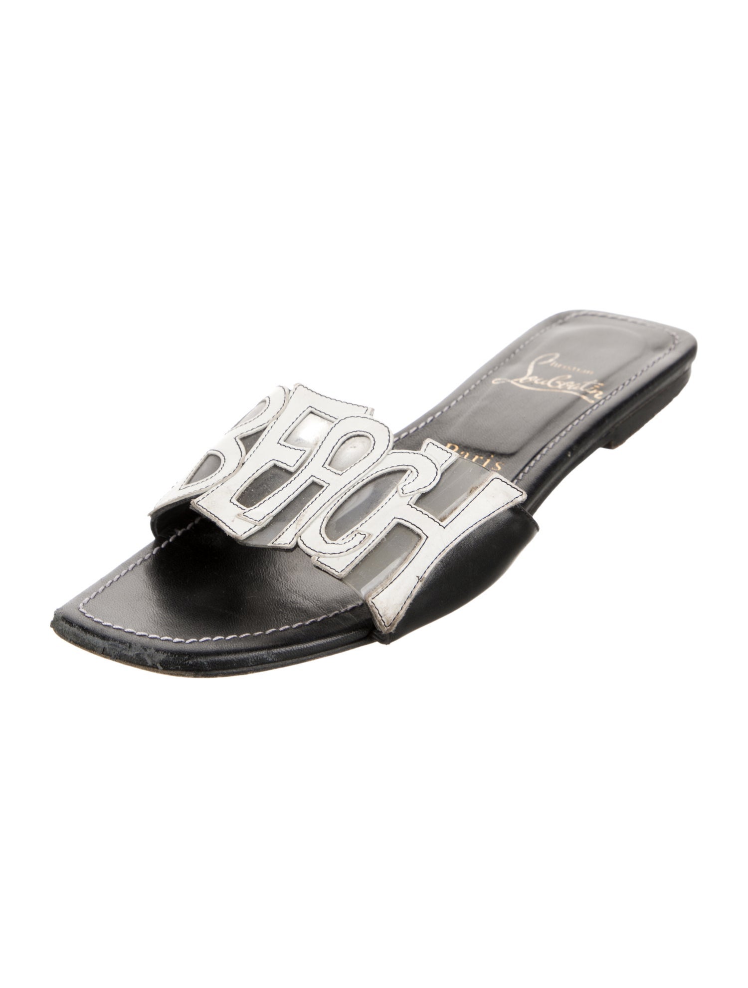 Christian Louboutin Leather Printed Slides