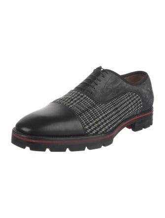 Christian Louboutin Wool Houndstooth Print Derby Shoes