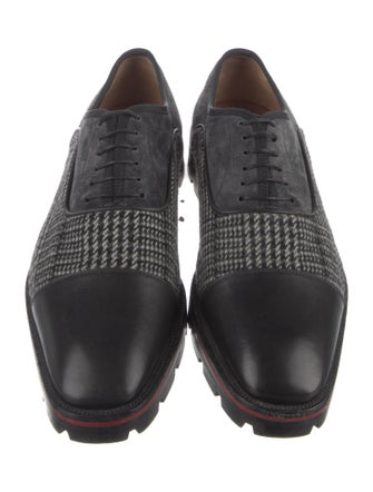 Christian Louboutin Wool Houndstooth Print Derby Shoes
