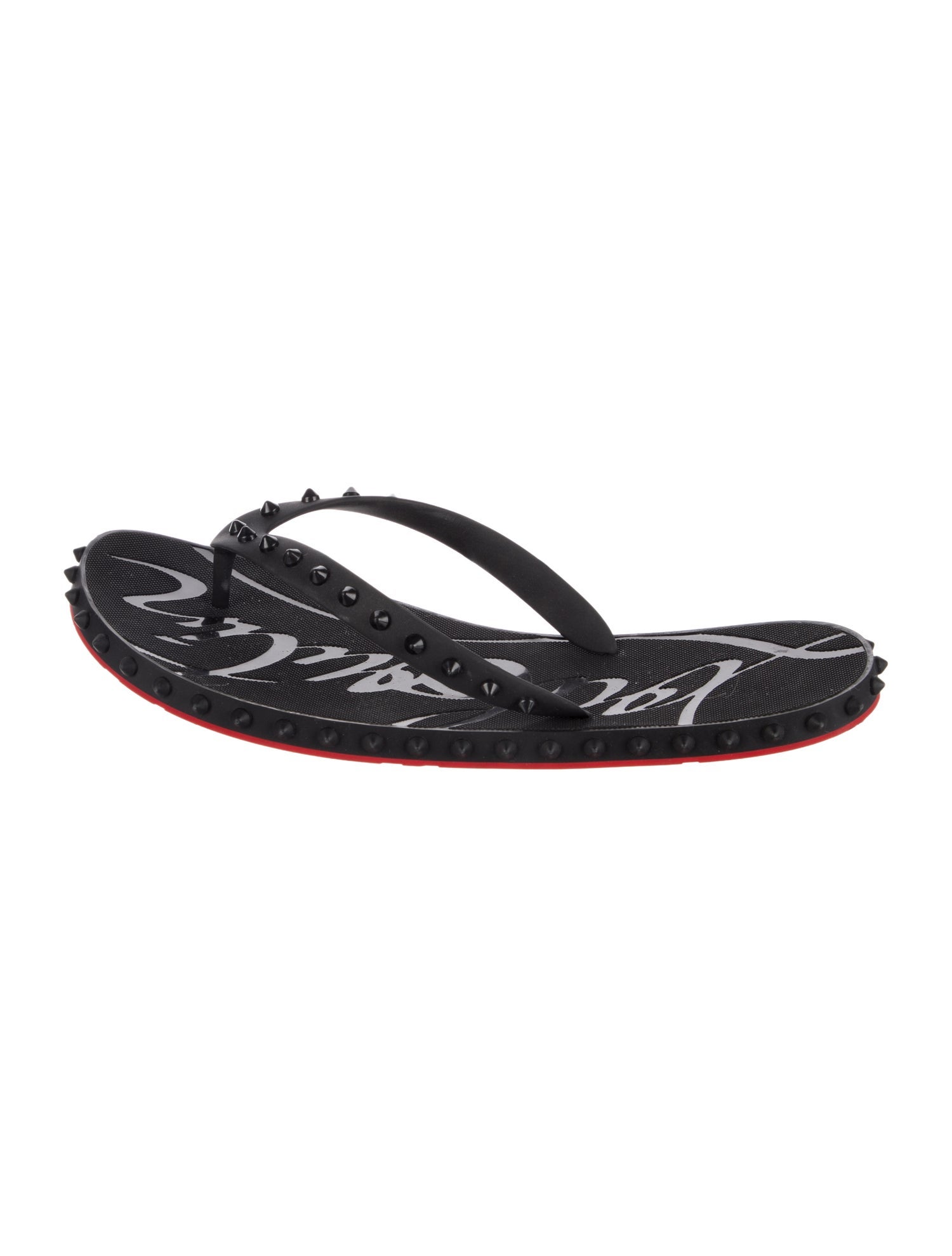 Christian Louboutin Spike Accents Rubber Flip Flops