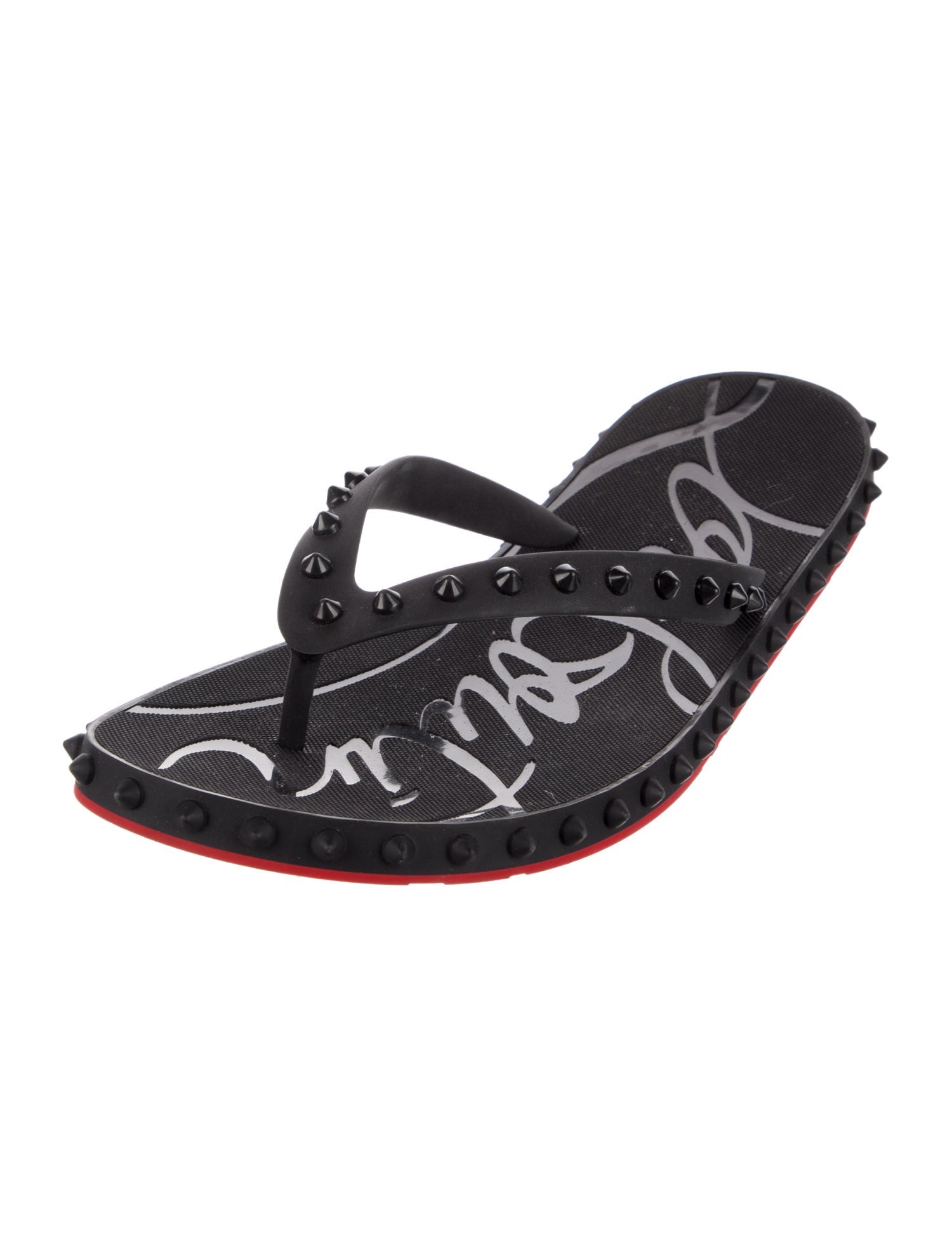 Christian Louboutin Spike Accents Rubber Flip Flops