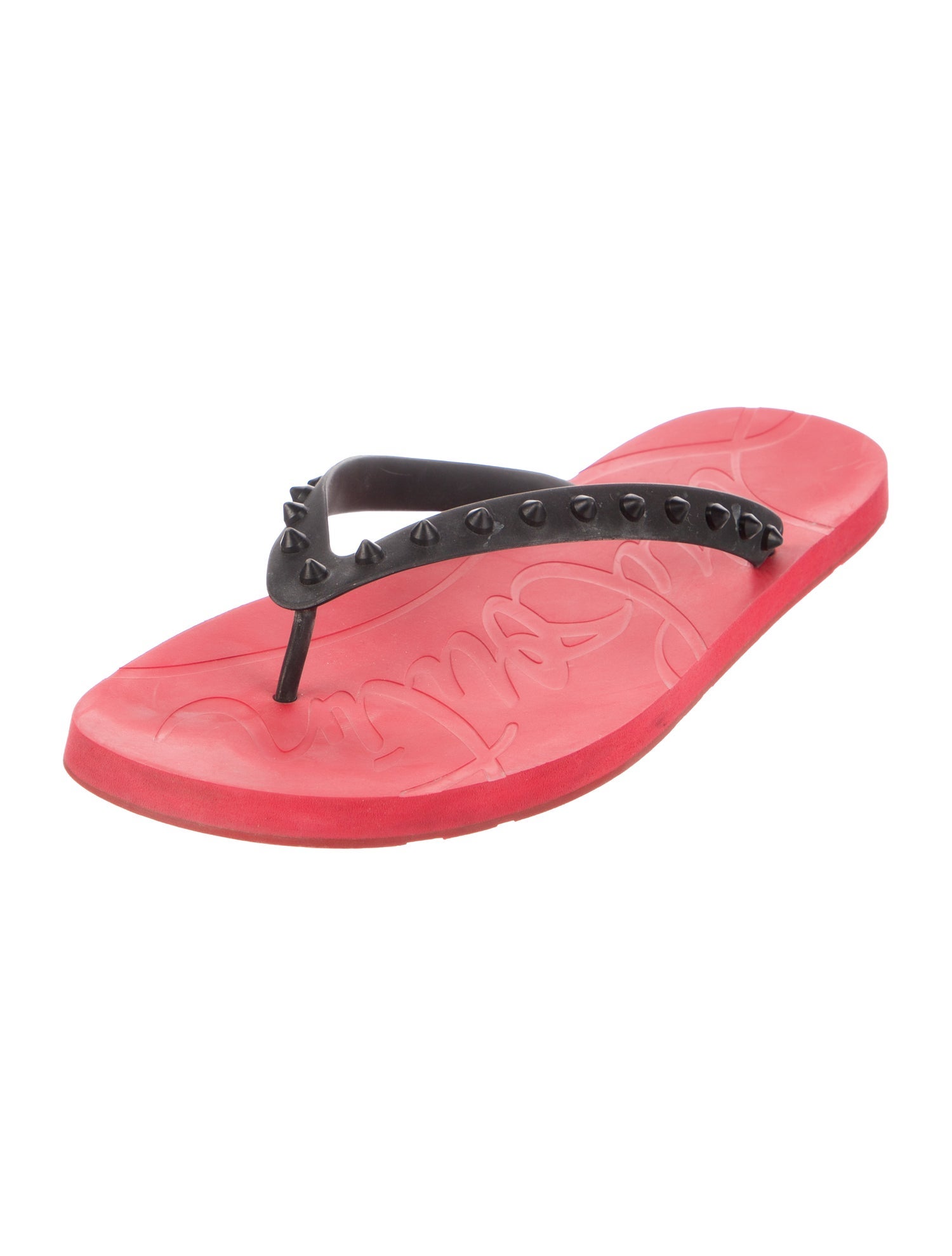 Christian Louboutin Spike Accents Rubber Flip Flops