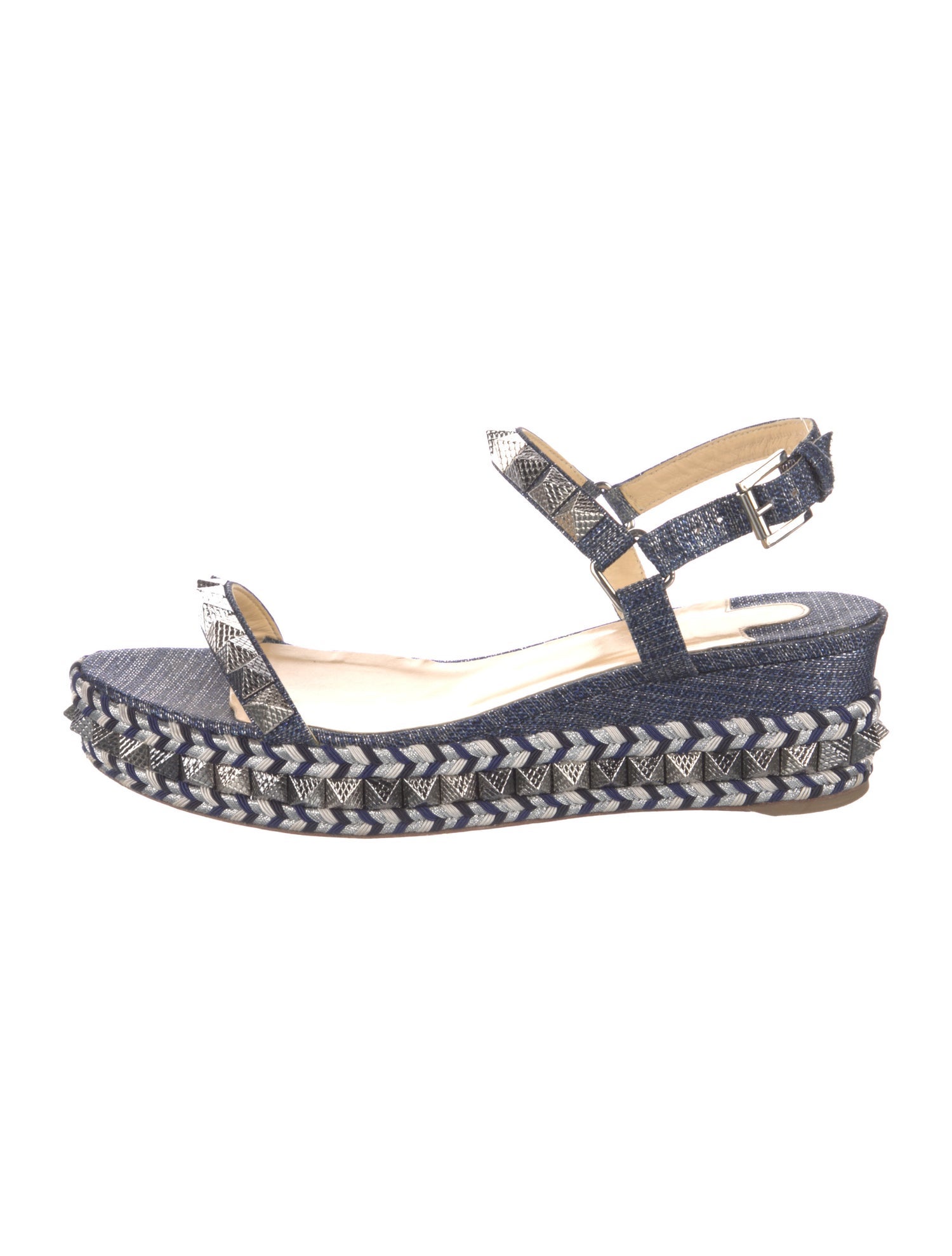 Christian Louboutin Spike Accents Denim Espadrilles