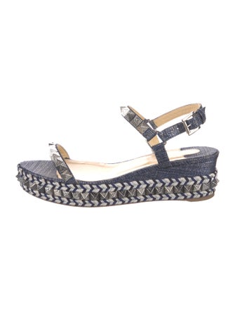 Christian Louboutin Spike Accents Denim Espadrilles