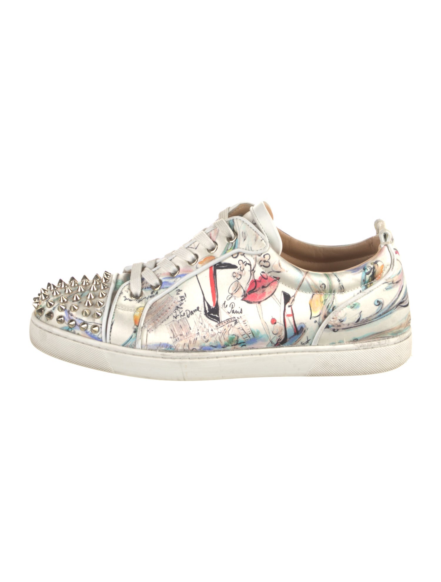 Christian Louboutin Spike Accents Leather Sneakers