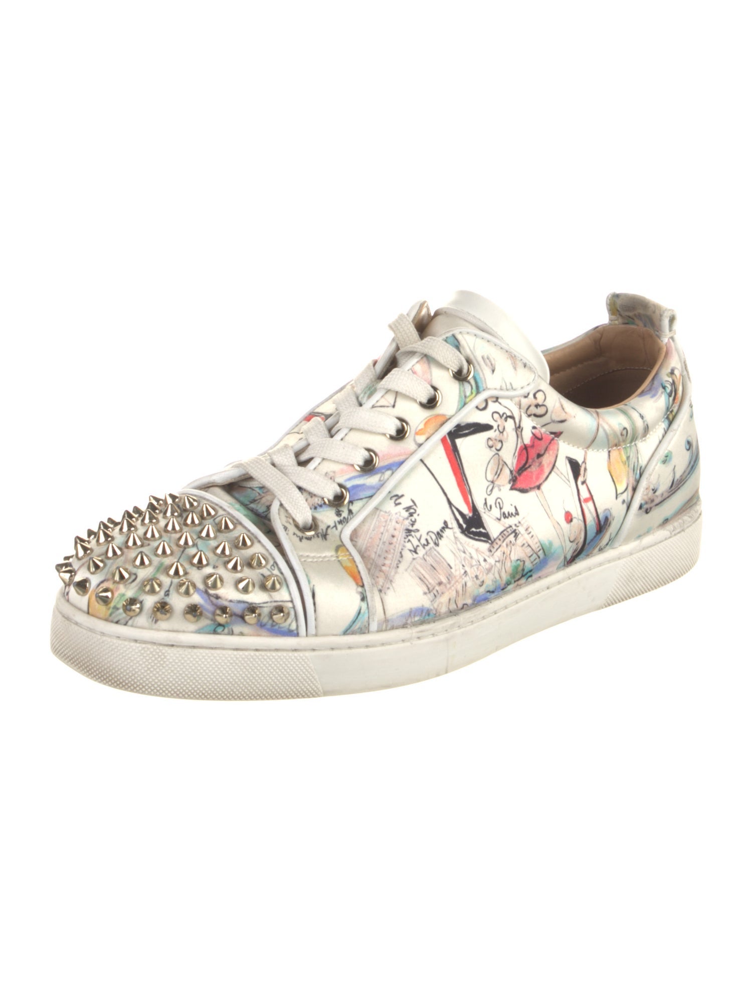 Christian Louboutin Spike Accents Leather Sneakers