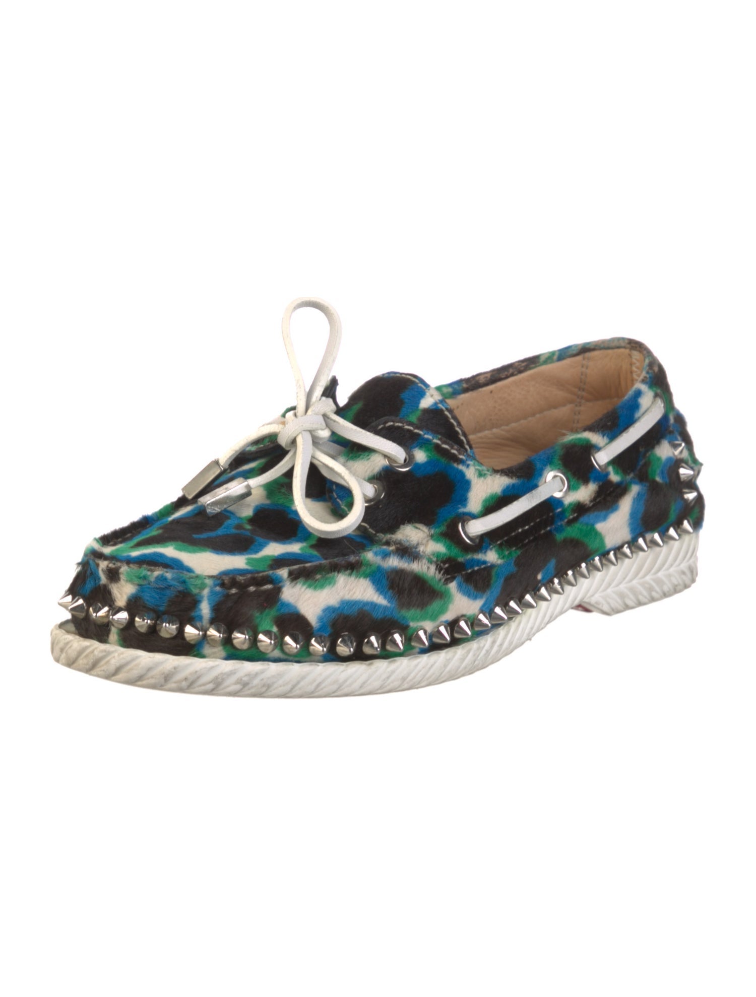 Christian Louboutin Rockstud Accents Ponyhair Espadrilles