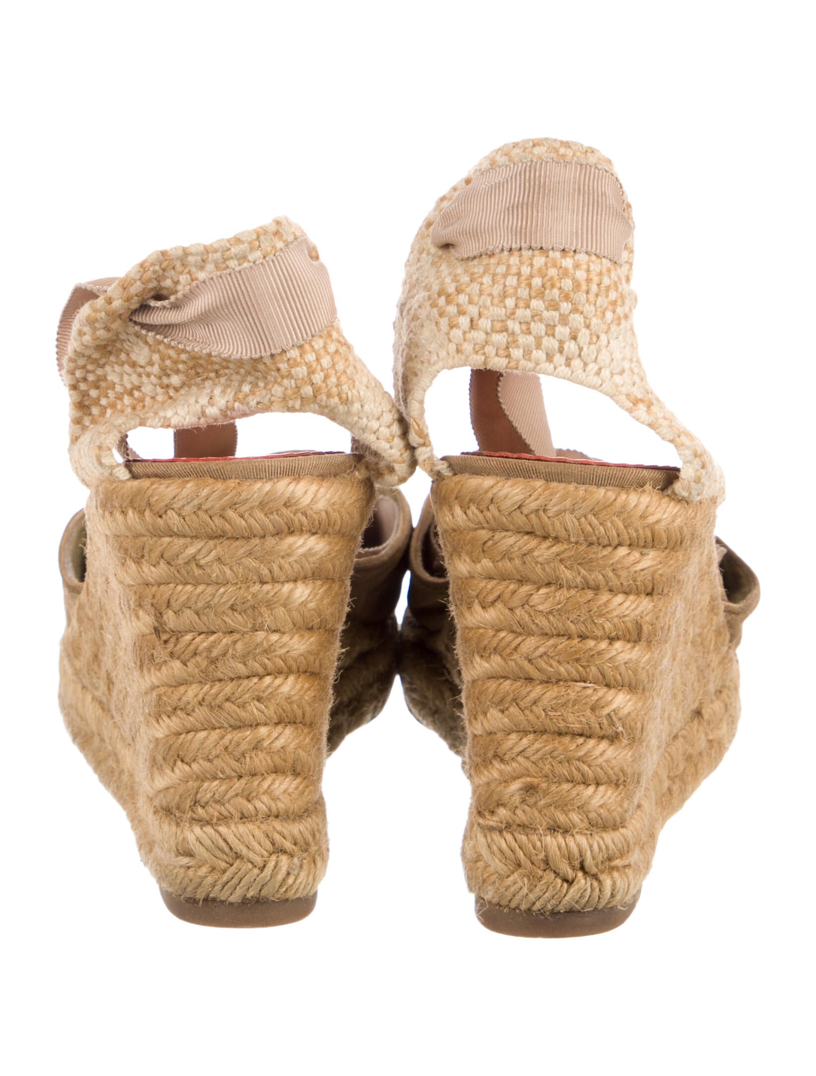 Christian Louboutin Canvas Colorblock Pattern Slingback Pumps