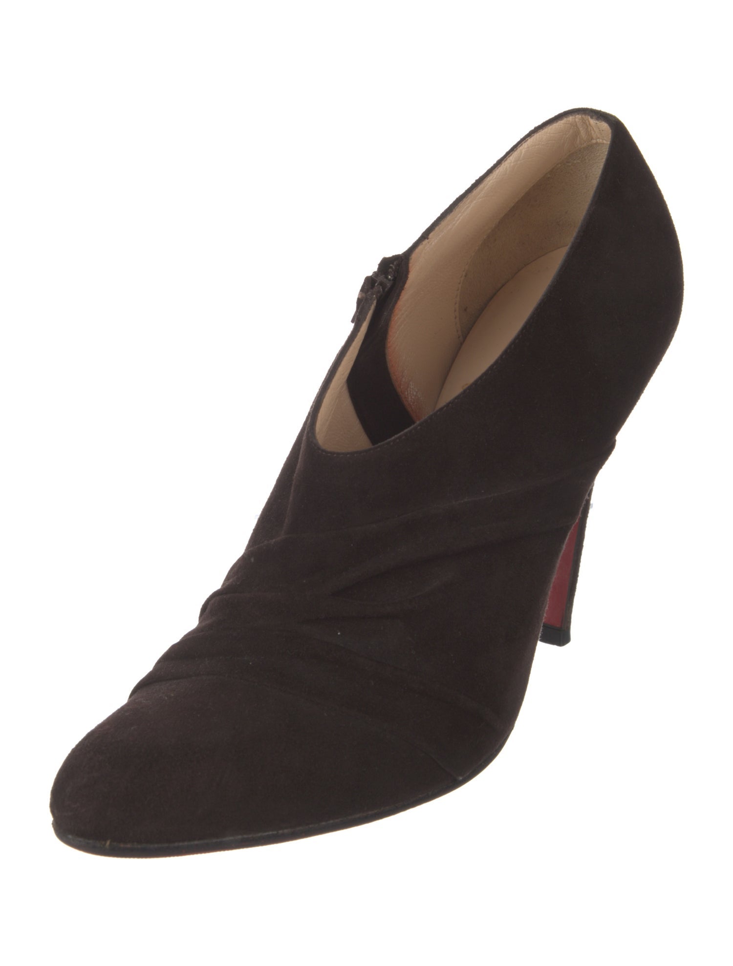 Christian Louboutin Suede Pleated Accents Lace-Up Boots