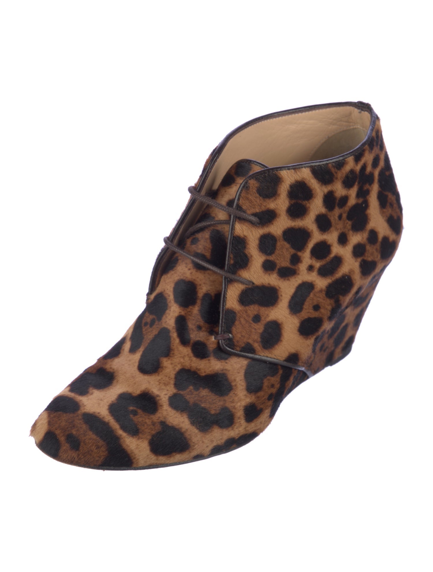 Christian Louboutin Ponyhair Animal Print Lace-Up Boots