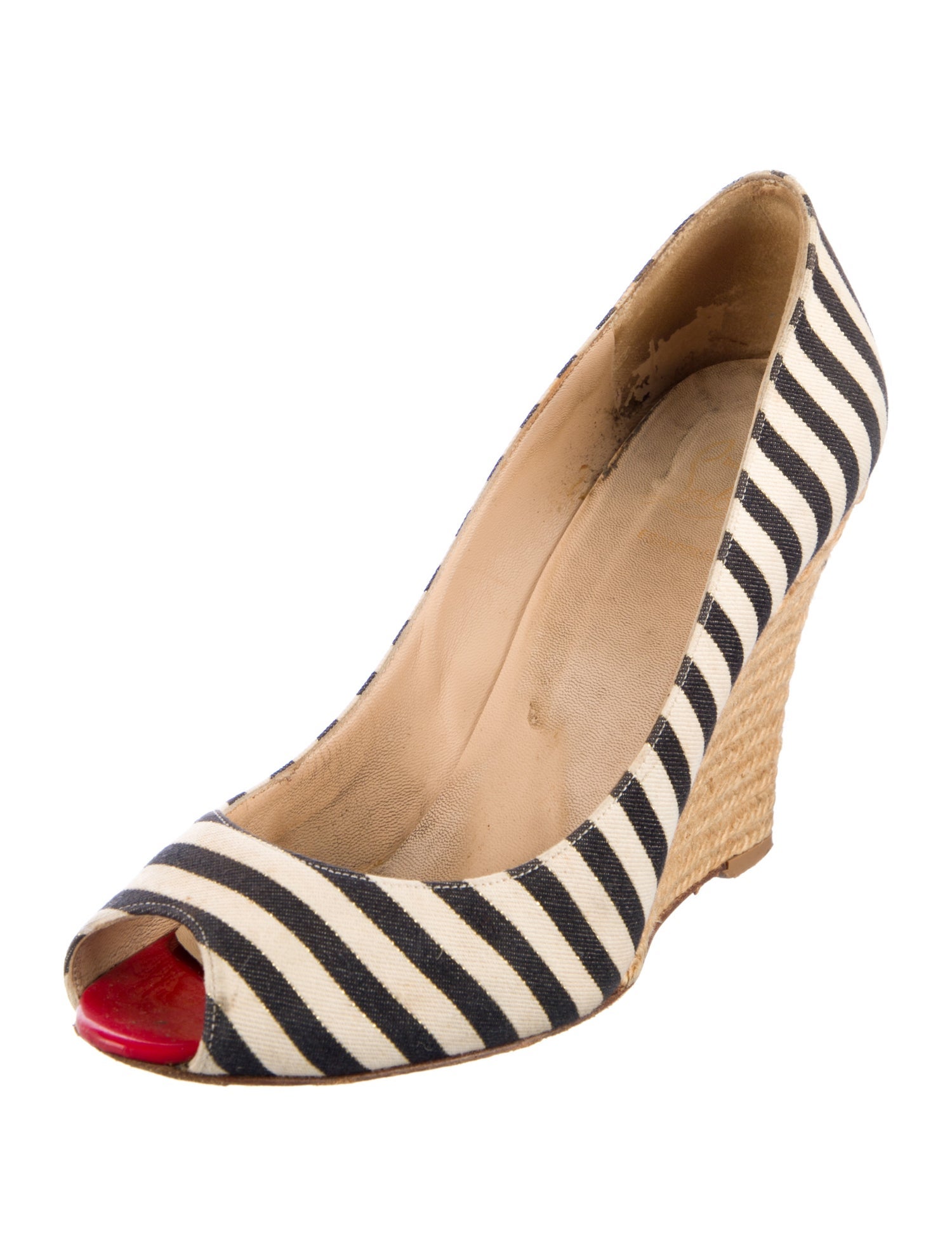 Christian Louboutin Canvas Striped Pumps