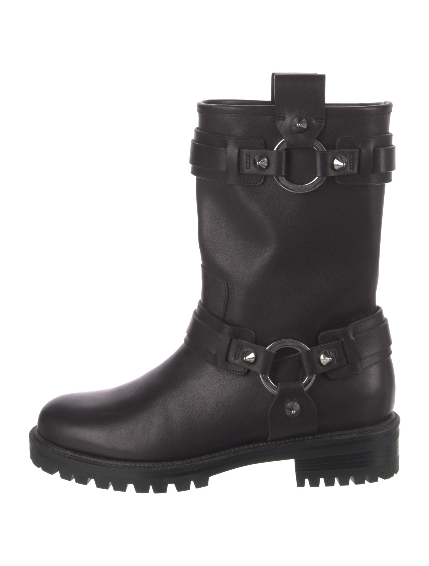 Christian Louboutin Spike Accents Leather Moto Boots