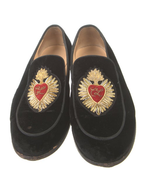 Christian Louboutin Velvet Graphic Print Loafers