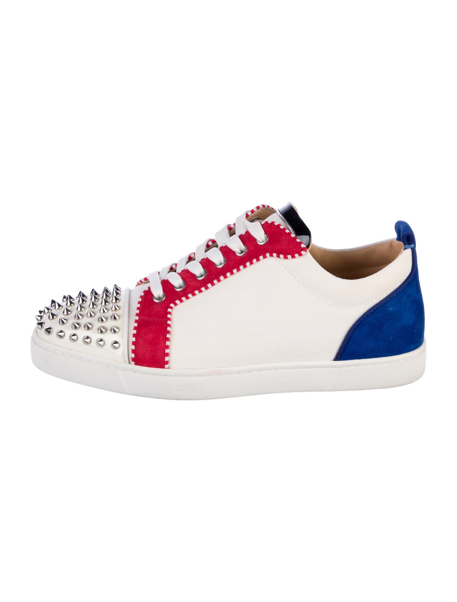 Christian Louboutin Spike Accents Colorblock Pattern Sneakers