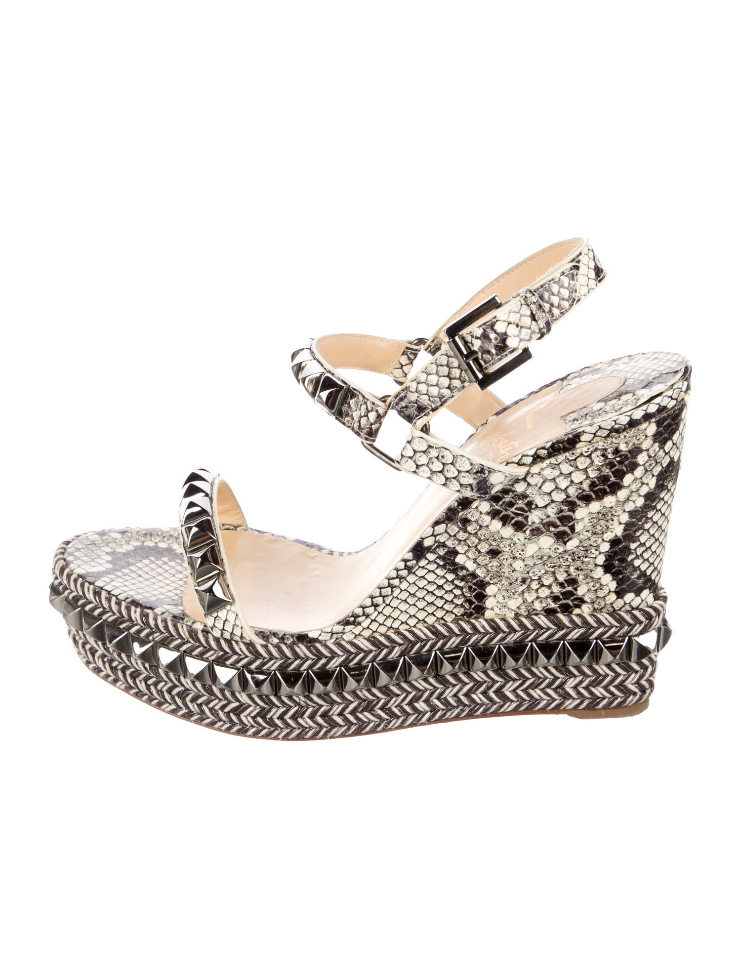 Christian Louboutin Rockstud Accents Embossed Leather Espadrilles