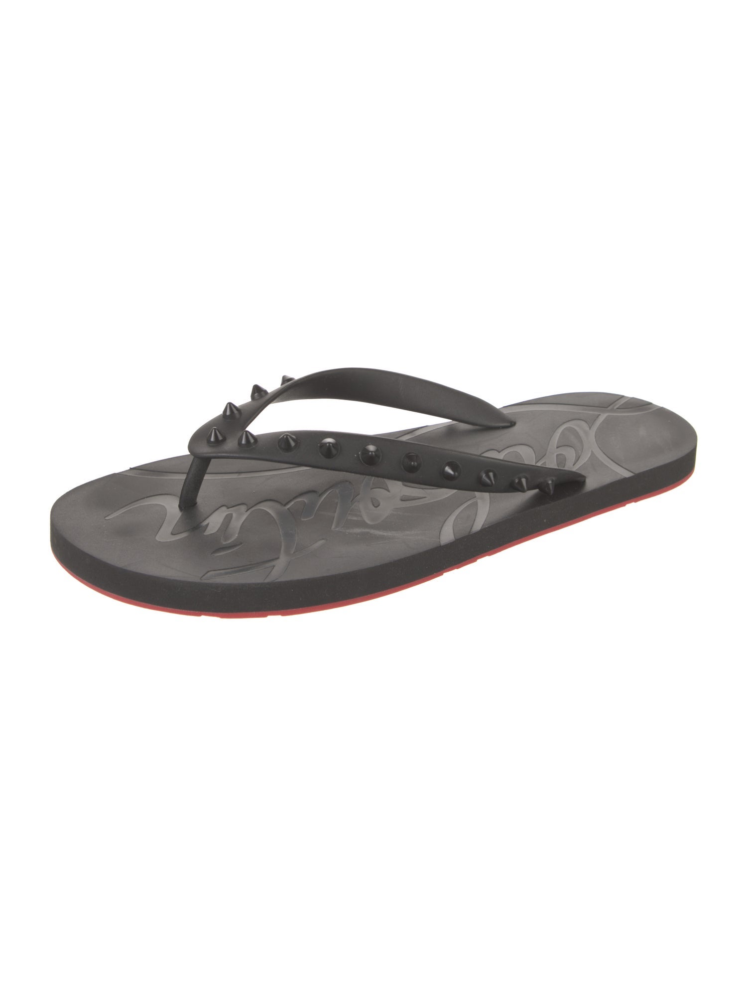 Christian Louboutin Spike Accents Rubber Flip Flops