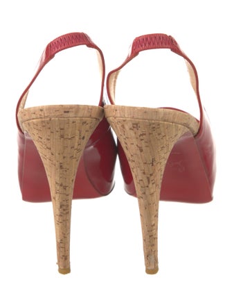 Christian Louboutin Patent Leather Colorblock Pattern Slingback Pumps