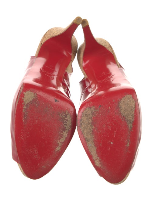 Christian Louboutin Patent Leather Colorblock Pattern Slingback Pumps