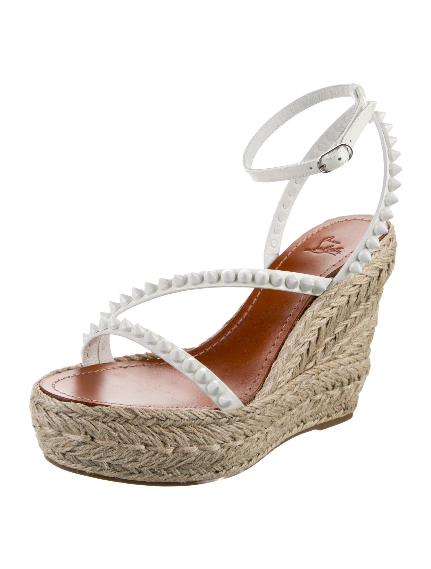 Christian Louboutin Spike Accents Patent Leather Espadrilles