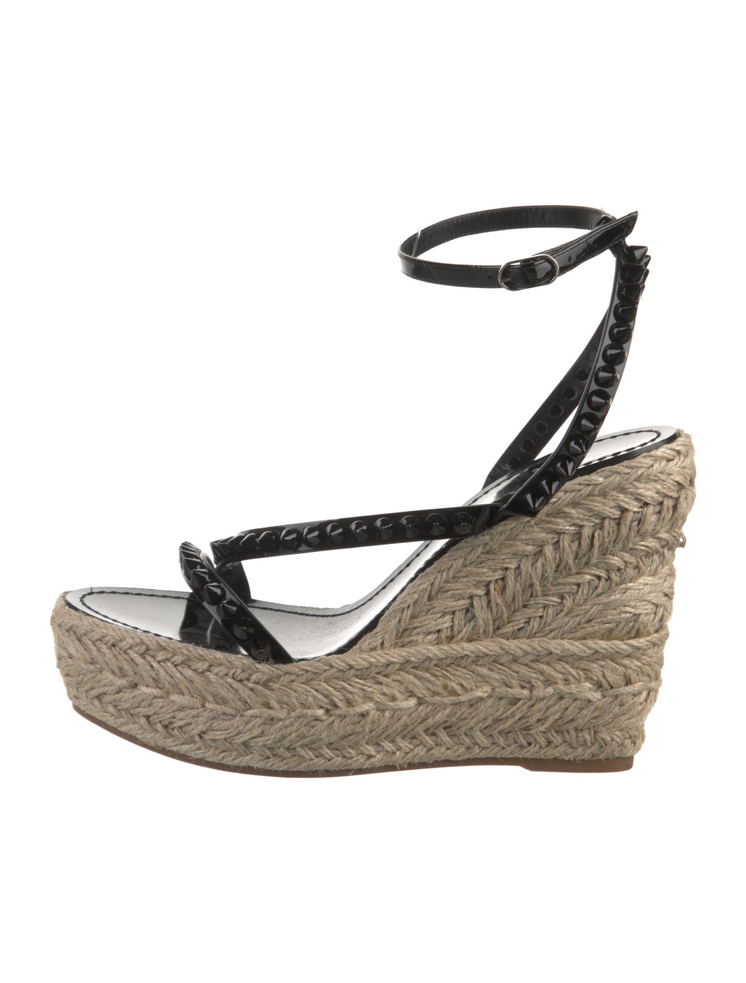 Christian Louboutin Spike Accents Patent Leather Espadrilles