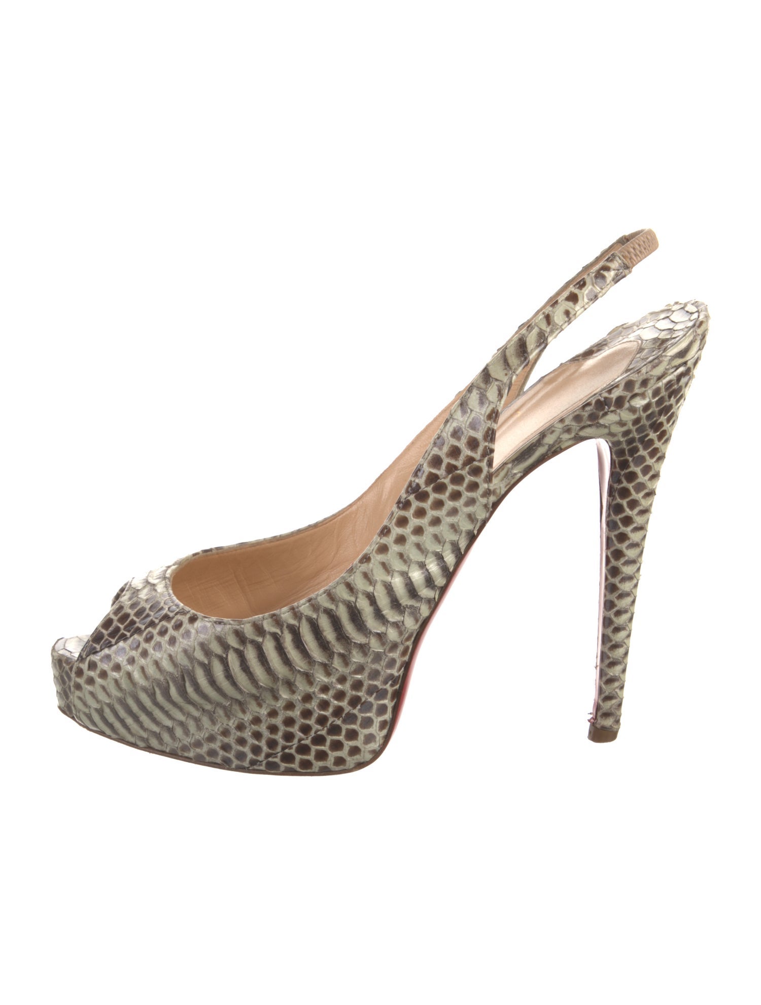 Christian Louboutin Snakeskin Animal Print Slingback Sandals