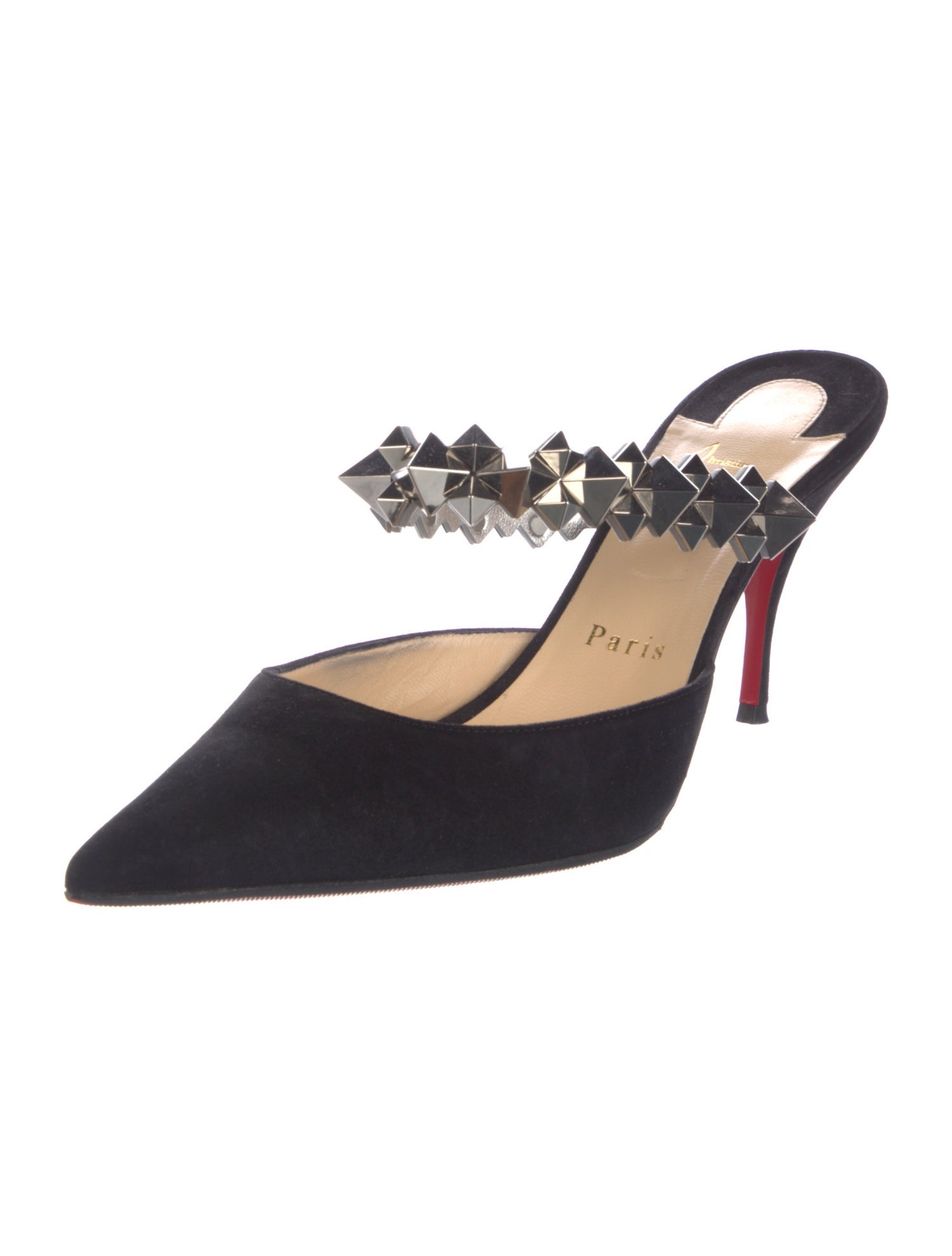 Christian Louboutin Spike Accents Suede Mules