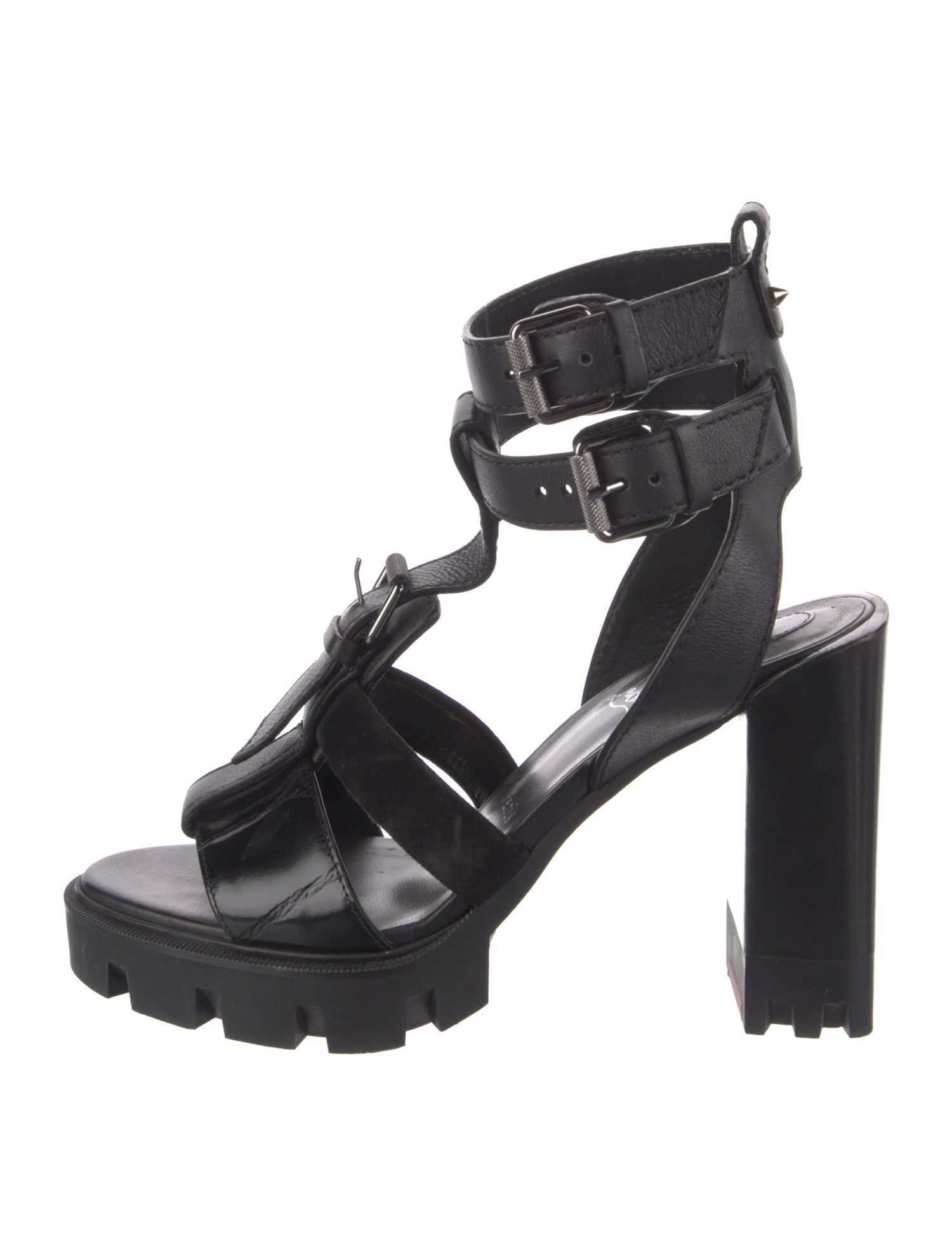 Christian Louboutin Spike Accents Leather Gladiator Sandals