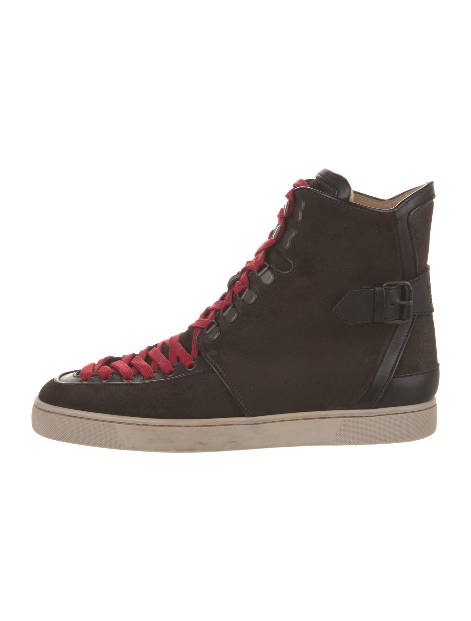 Christian Louboutin Suede Leather Trim Embellishment Lace-Up Boots