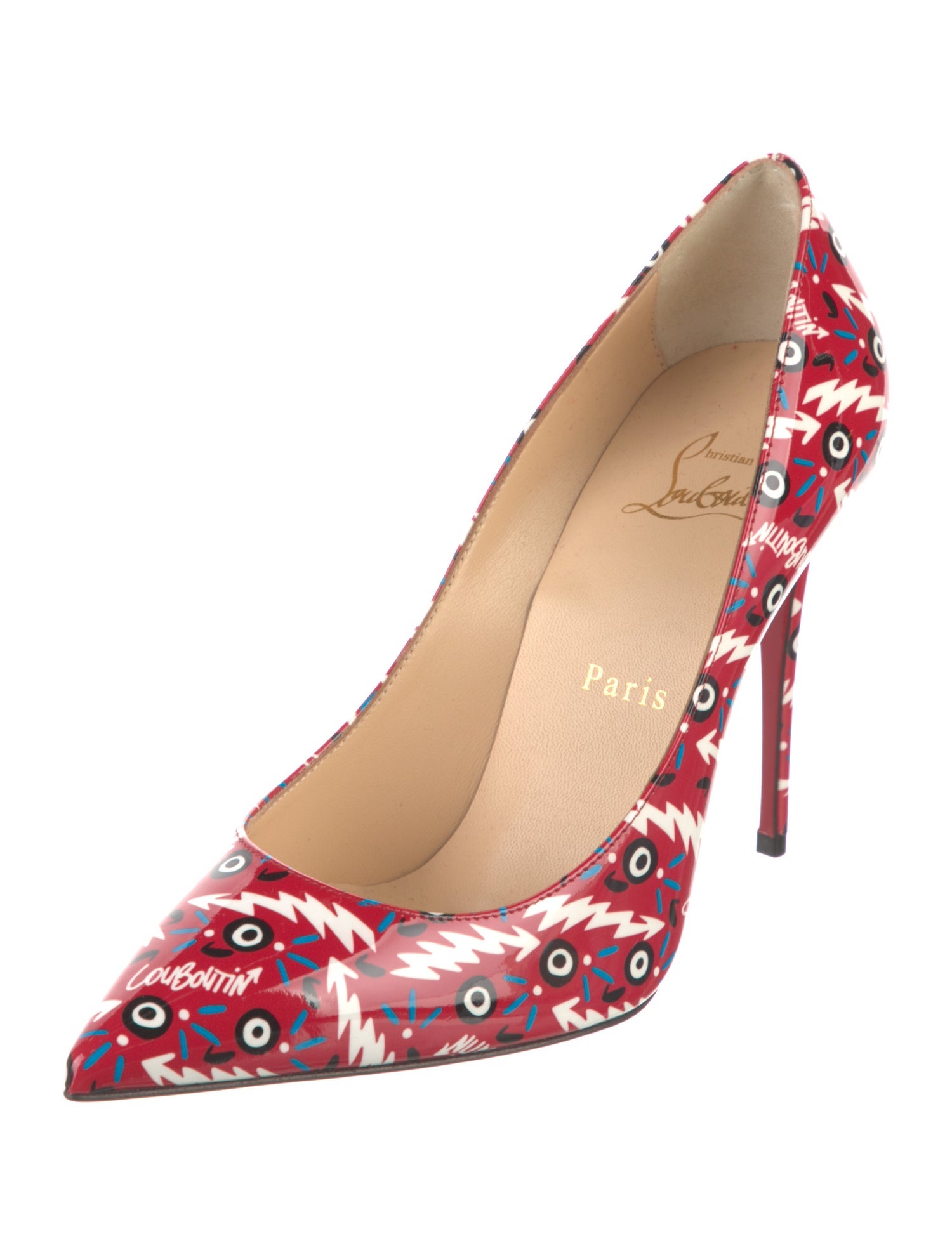 Christian Louboutin Patent Leather Floral Print Pumps