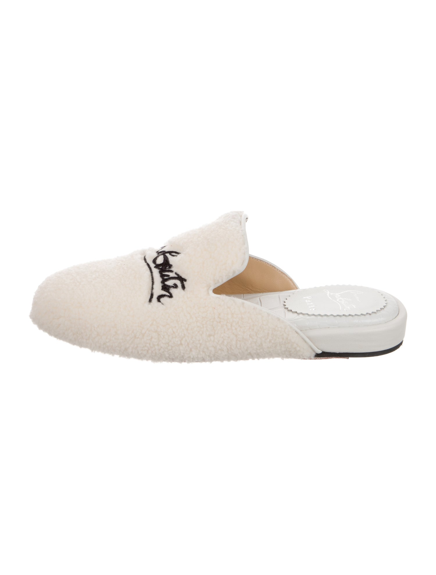 Christian Louboutin Shearling Graphic Print Slides