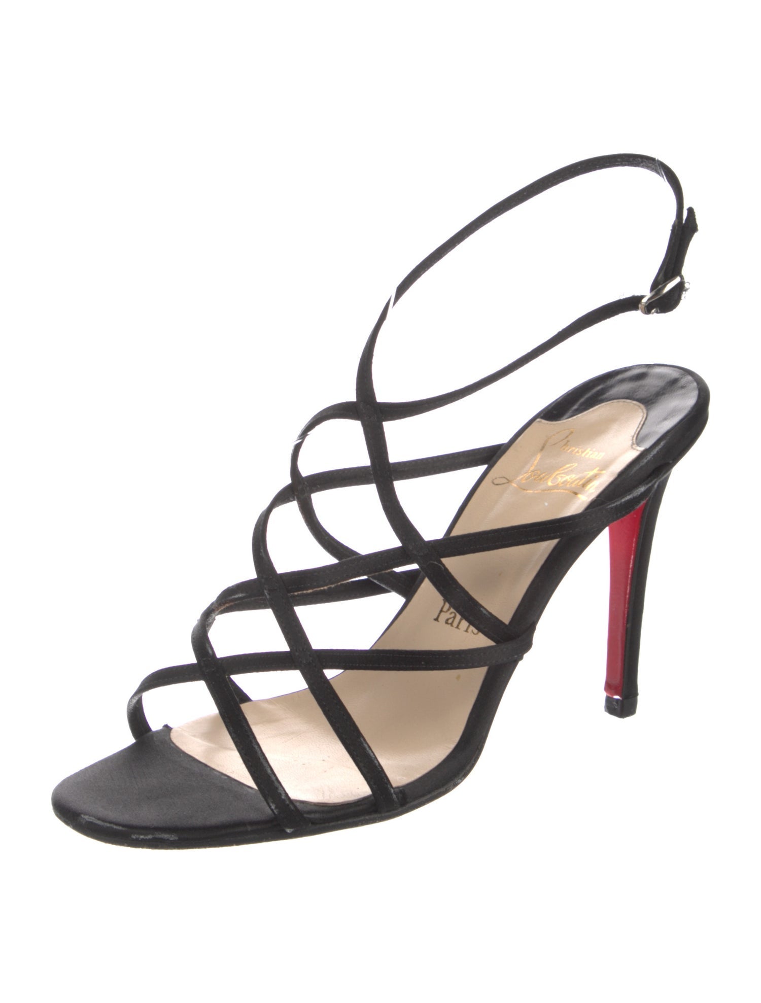 Christian Louboutin Spike Accents Leather Slingback Sandals