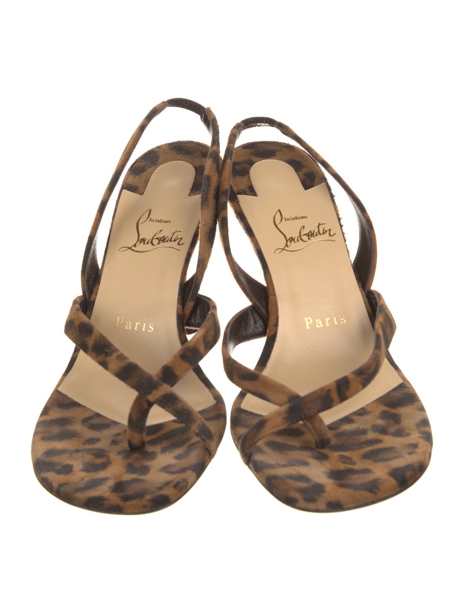 Christian Louboutin Suede Animal Print Slingback Sandals