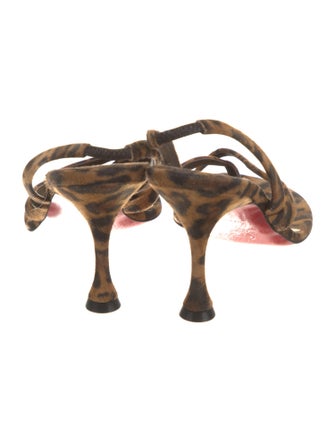Christian Louboutin Suede Animal Print Slingback Sandals