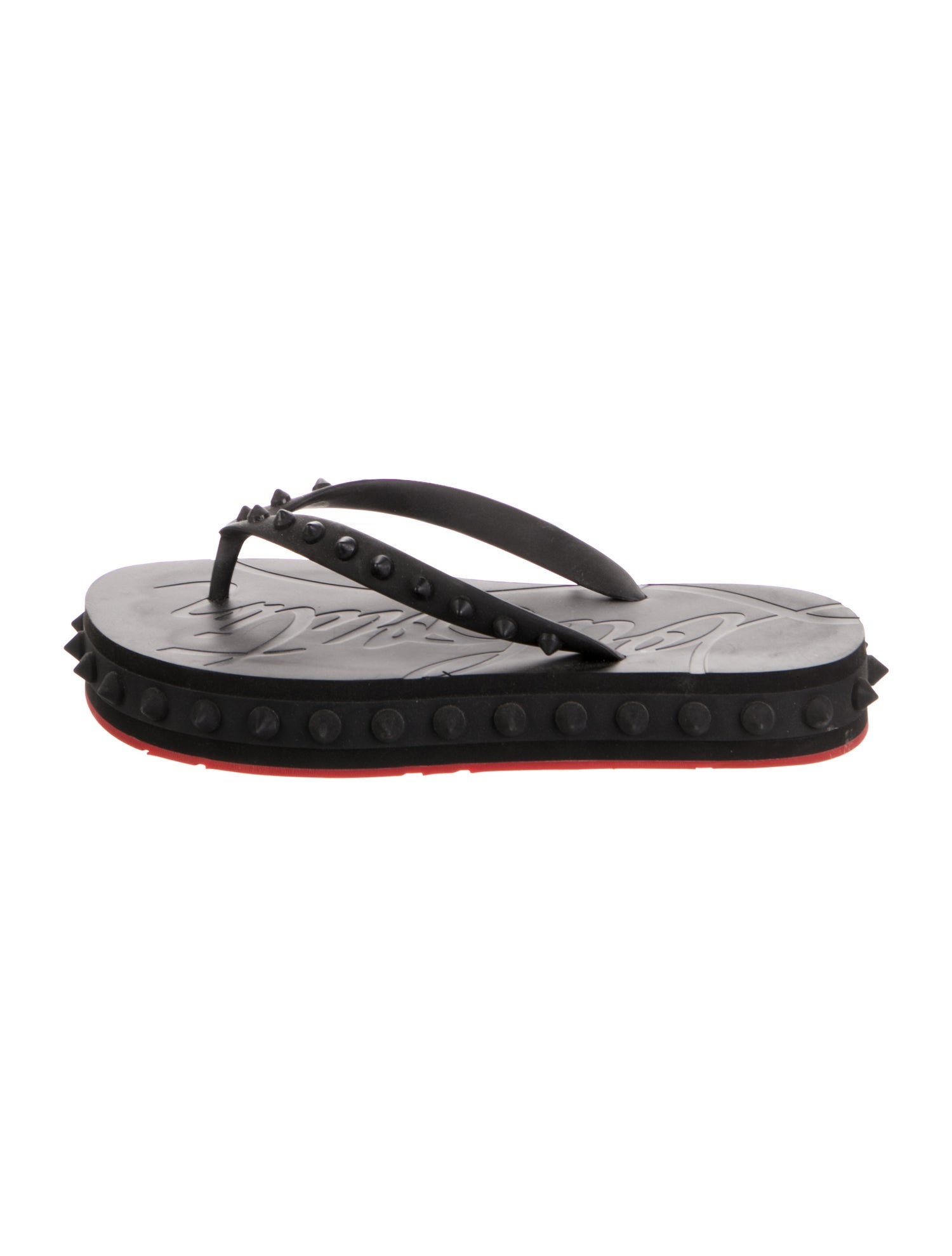 Christian Louboutin Spike Accents Rubber Flip Flops