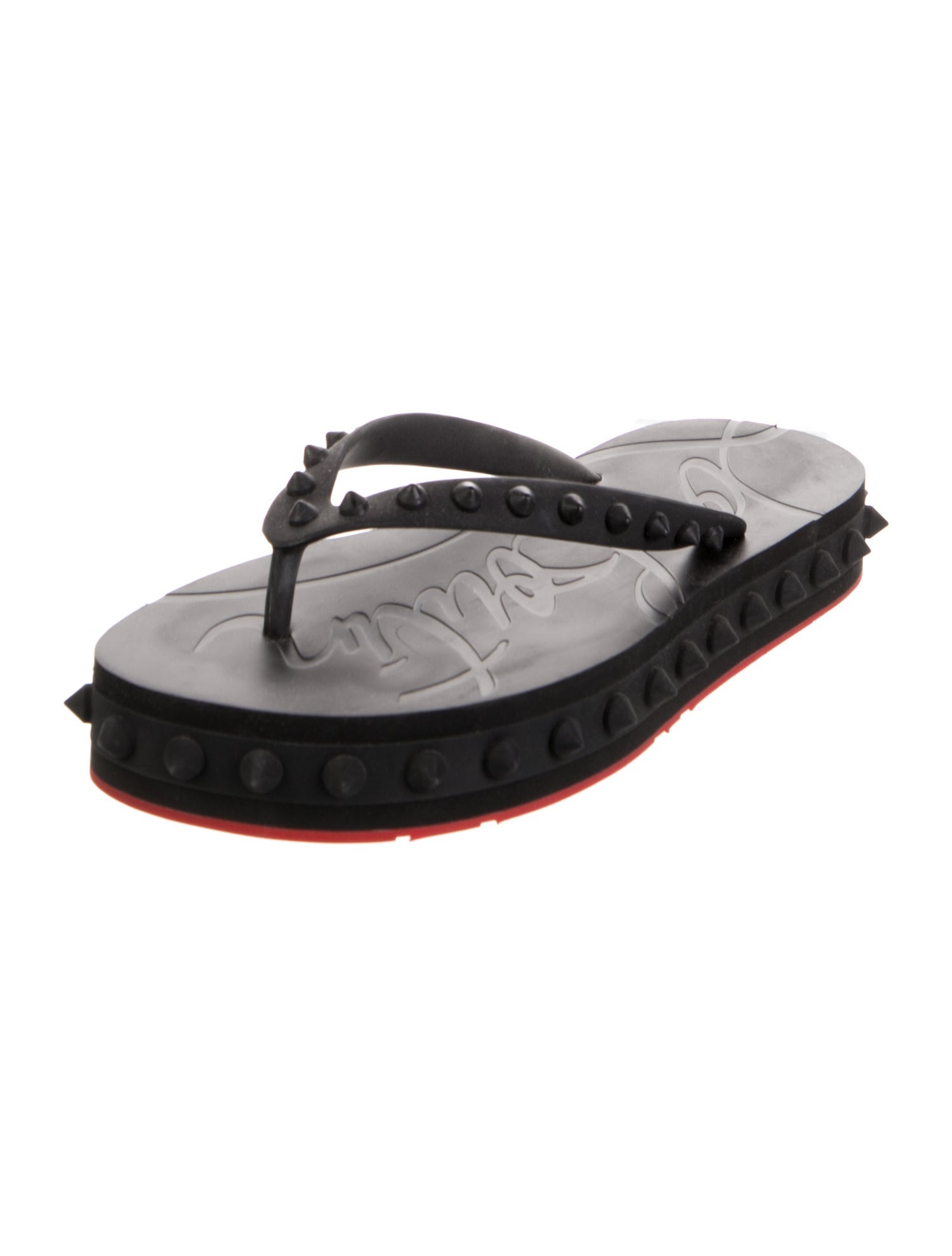 Christian Louboutin Spike Accents Rubber Flip Flops
