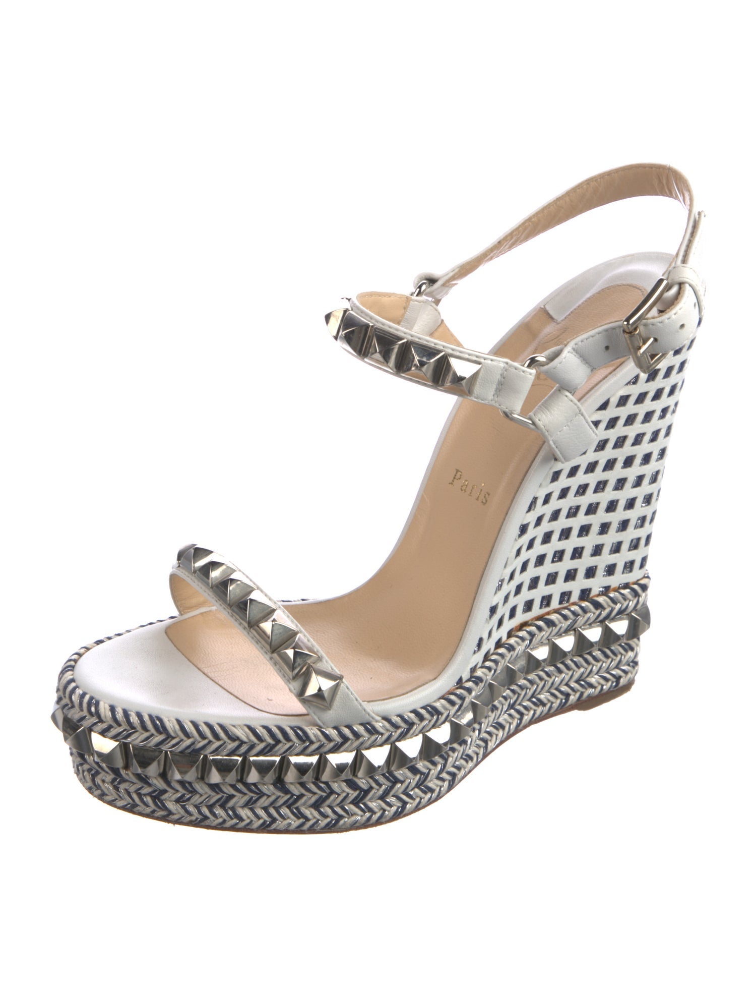 Christian Louboutin Rockstud Accents Leather Slingback Pumps