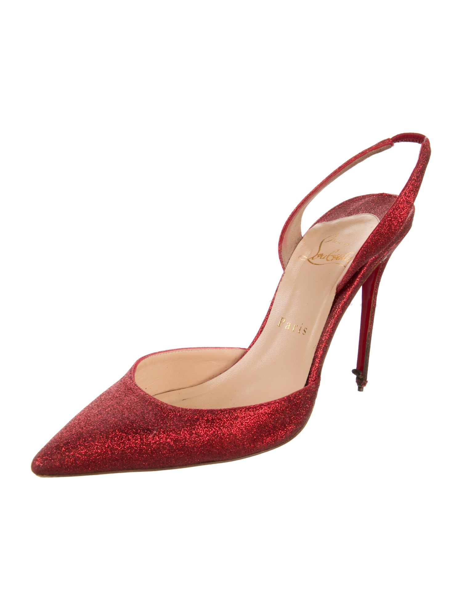 Christian Louboutin Glitter Glitter Accents Slingback Pumps