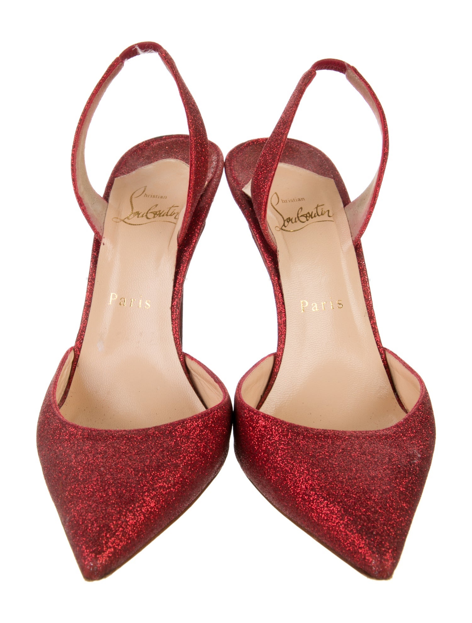 Christian Louboutin Glitter Glitter Accents Slingback Pumps