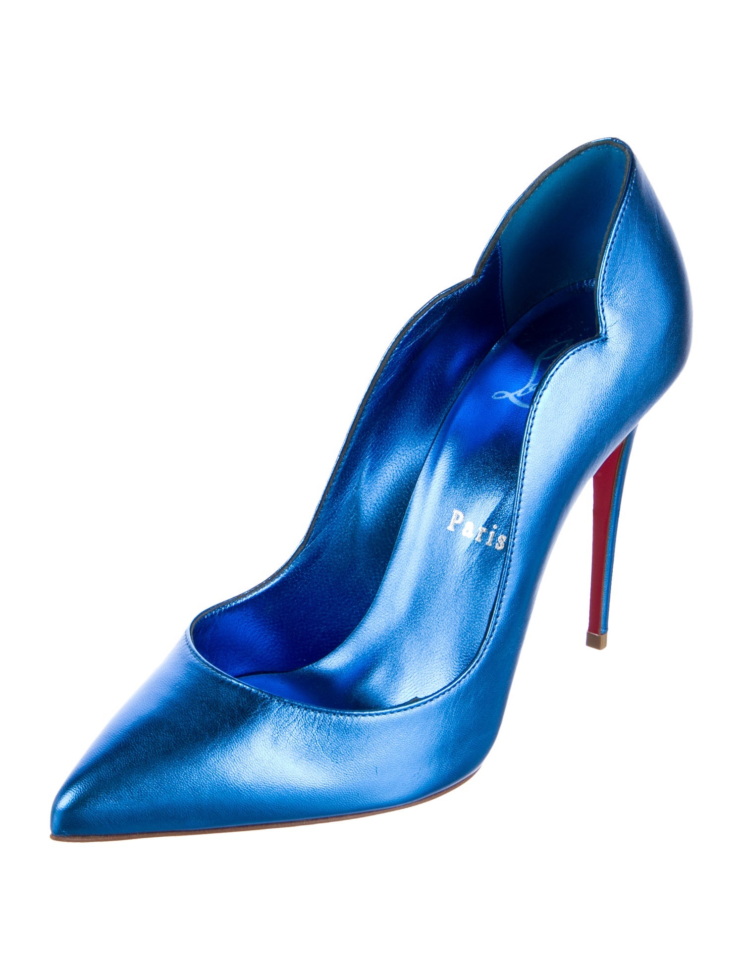 Christian Louboutin Leather Scalloped Accent Pumps