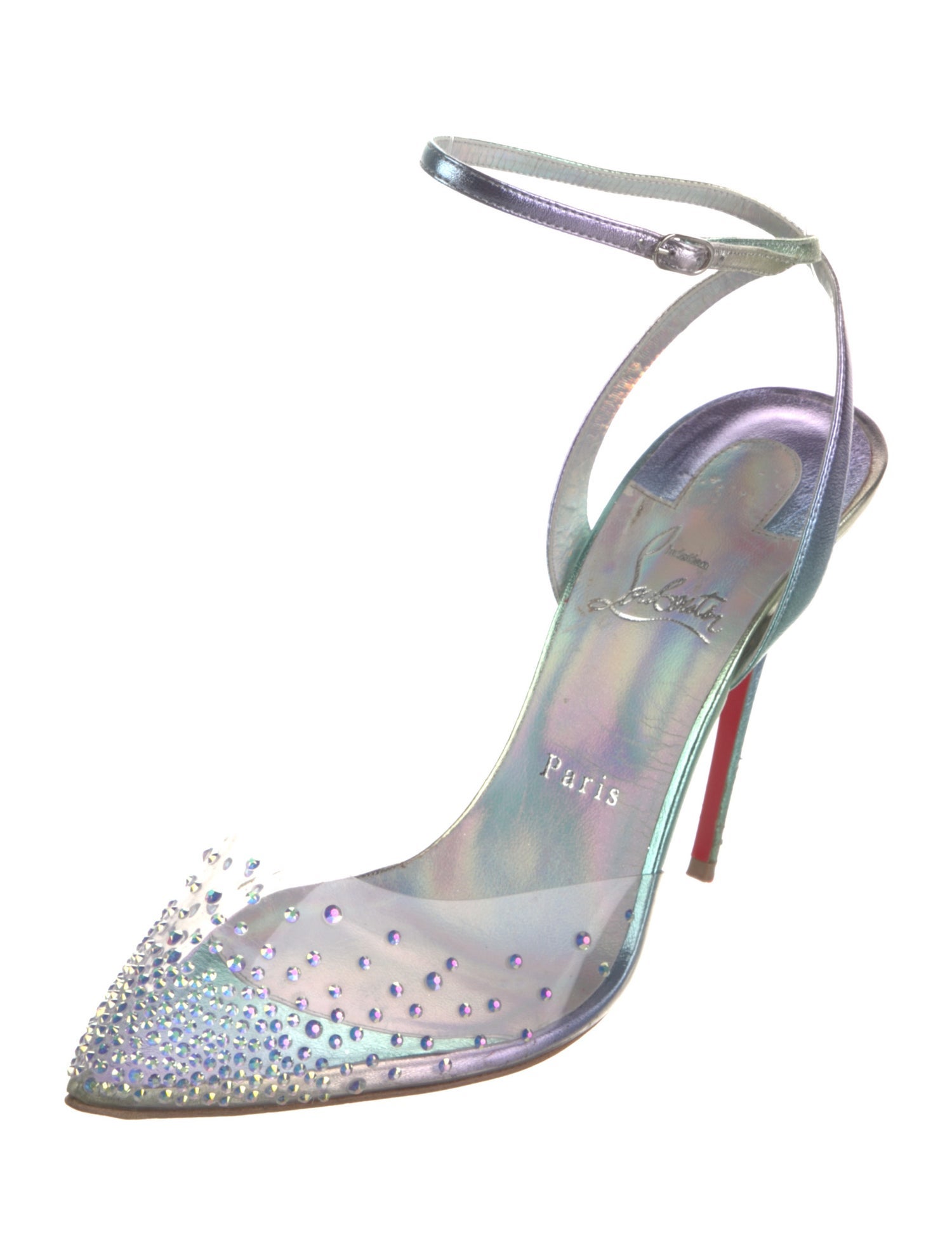 Christian Louboutin PVC Crystal Embellishments Slingback Pumps