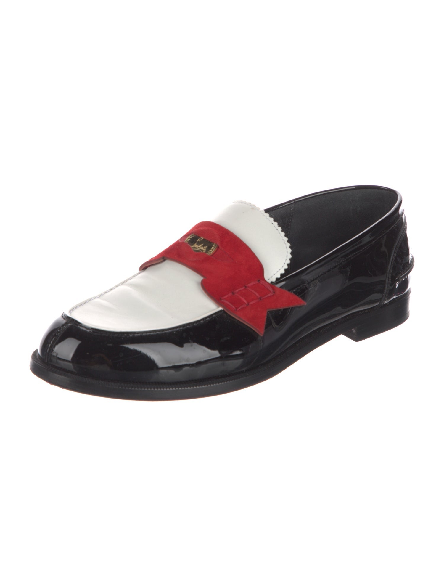 Christian Louboutin Patent Leather Colorblock Pattern Loafers