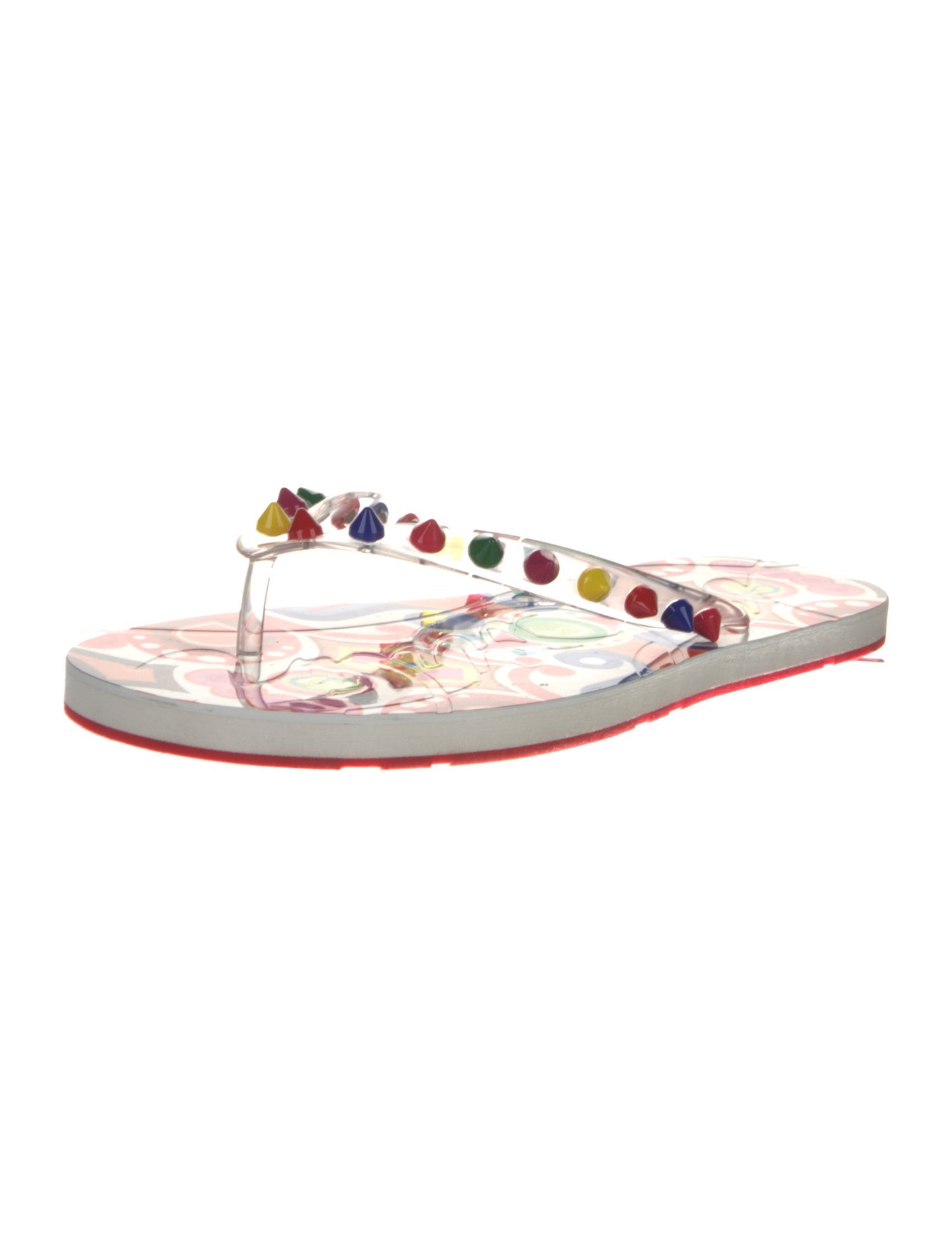 Christian Louboutin Spike Accents Rubber Flip Flops