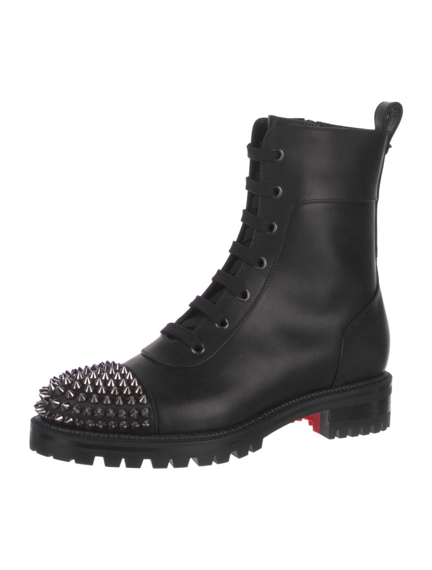 Christian Louboutin Spike Accents Leather Combat Boots w/ Tags