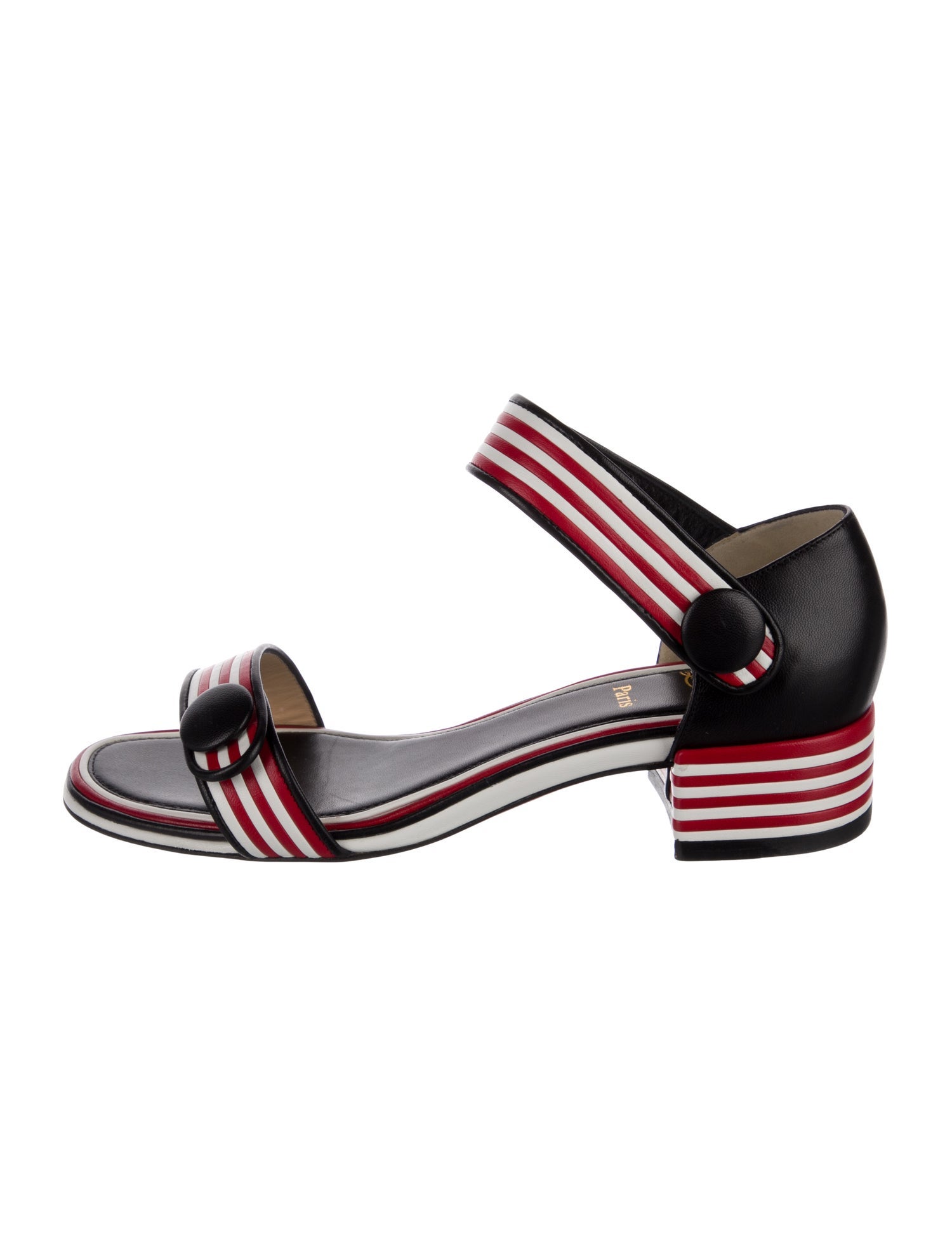 Christian Louboutin Leather Striped Slingback Sandals